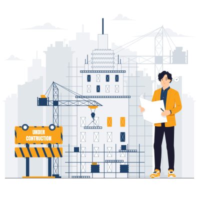 Civil engineer worker Building architecture project construction concept illustration